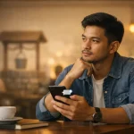 Berpikir santai di kafe sore hari
