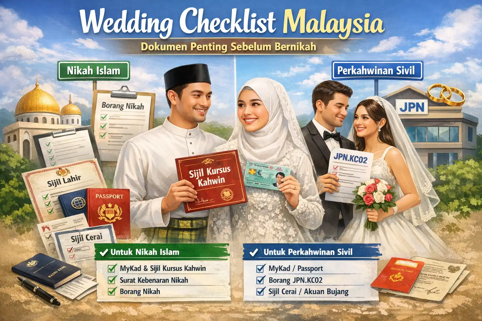 Wedding Checklist Malaysia: Checklist Dokumen Nikah (JPN/JAIS/Pejabat Agama) Mengikut Negeri Wedding Checklist Malaysia: Checklist Dokumen Nikah (JPN/JAIS/Pejabat Agama) Mengikut Negeri